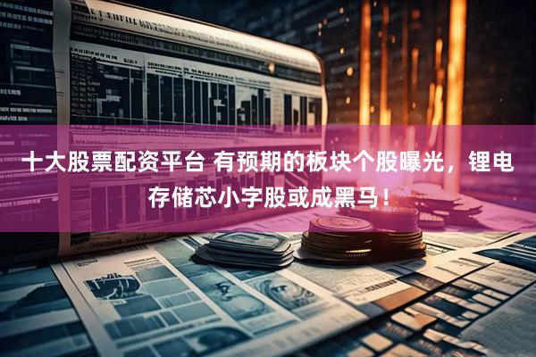 十大股票配资平台 有预期的板块个股曝光，锂电存储芯小字股或成黑马！
